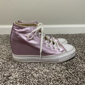 Converse Lux Mid Hidden Wedge Heel‎ Sneaker Pink Metallic Women’s Size 7
